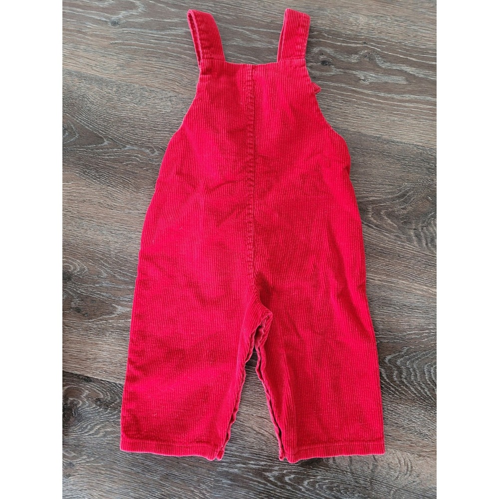 Neat & Nifty Vintage Red Corduroy Overalls 12 Months 100% Cotton Baby Button #6 - Picture 3 of 6